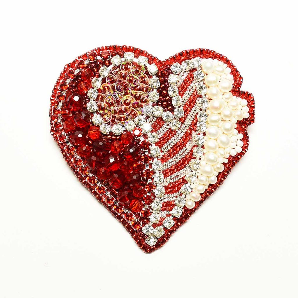 Bead Embroidered Heart Brooch - Svetlana.Gallery